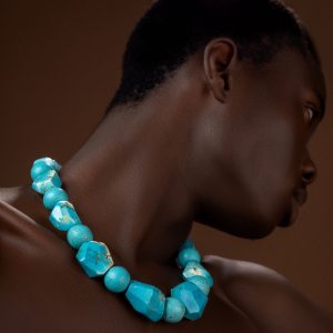 Kingman Turquoise Nugget Bold Chunky Necklace