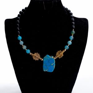 Polished Jasper Slabs Pendant with Sun Baule brass Necklace