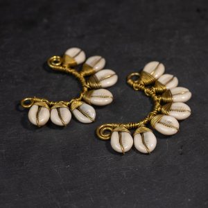 BRASS AND COWRIE EAR CUFF